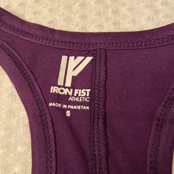 NEW! IRON FIST ATHLETIC Graphic Print Tank Top SMALL Purple Black Racerback - Picture 4 of 9
